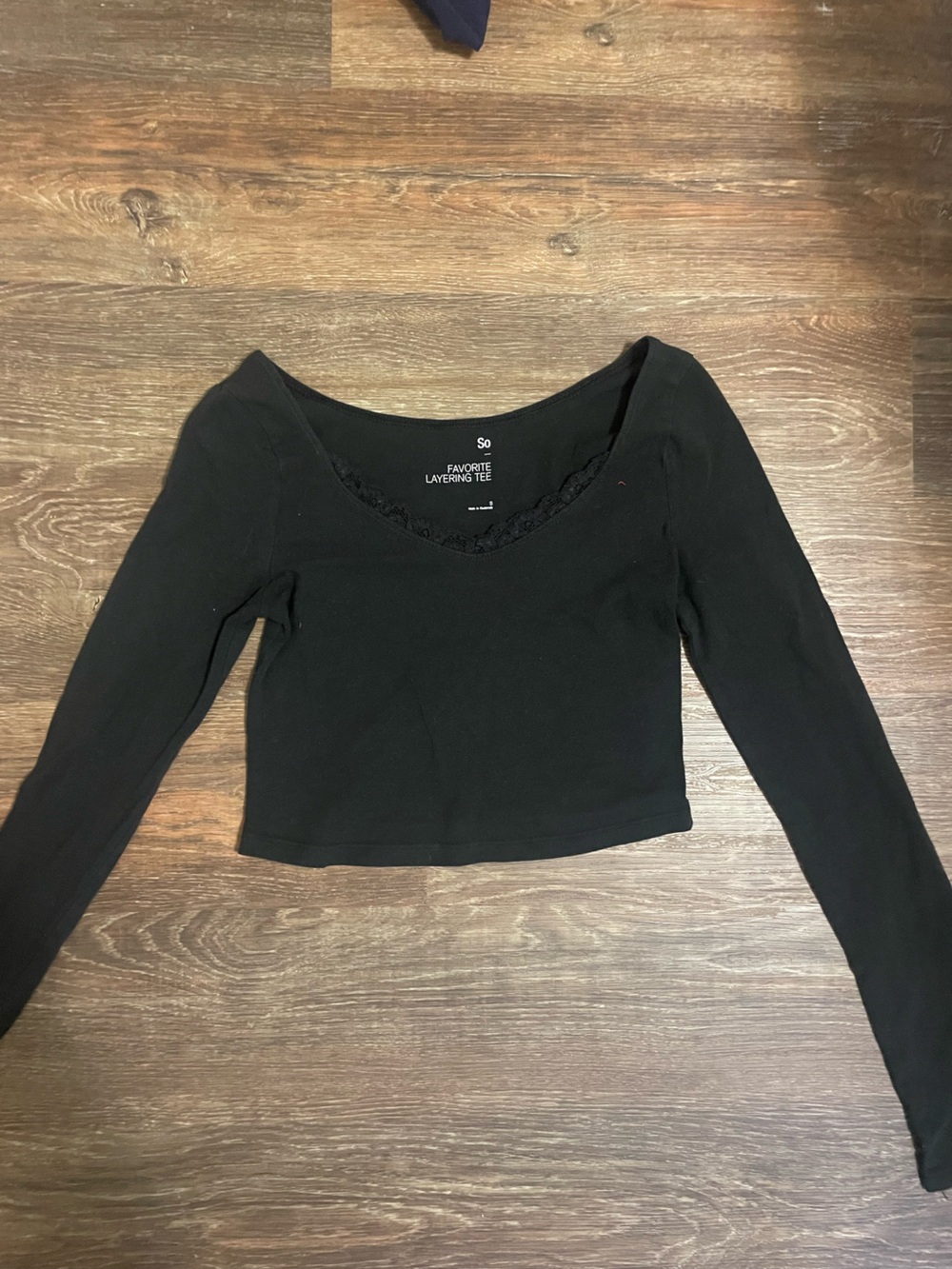 SO Black Scoop Neck Long Sleeve Layering Tee